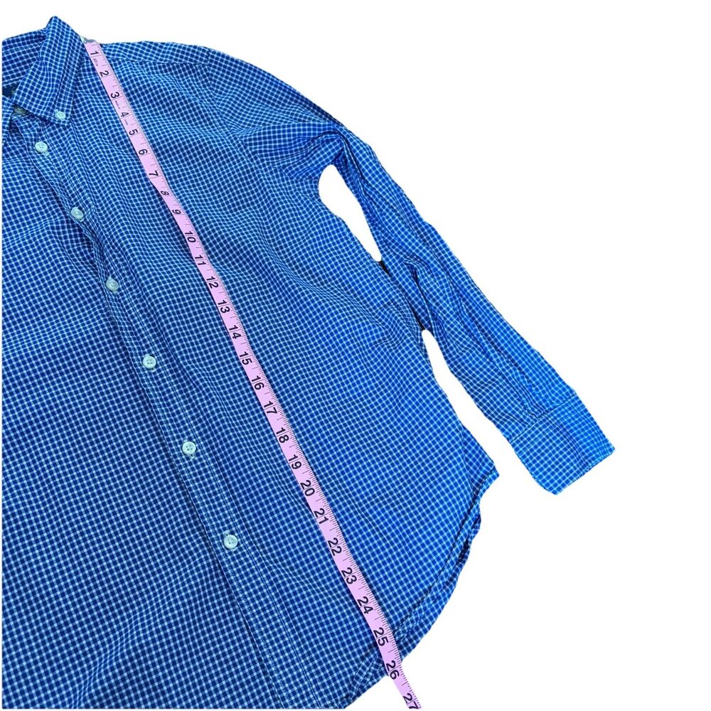 Ralph Lauren Blue Gingham Womens Small* Button Down Cotton Orange Pony Oxford - Picture 9 of 11